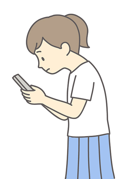 スマートフォンを見る女性のイラスト